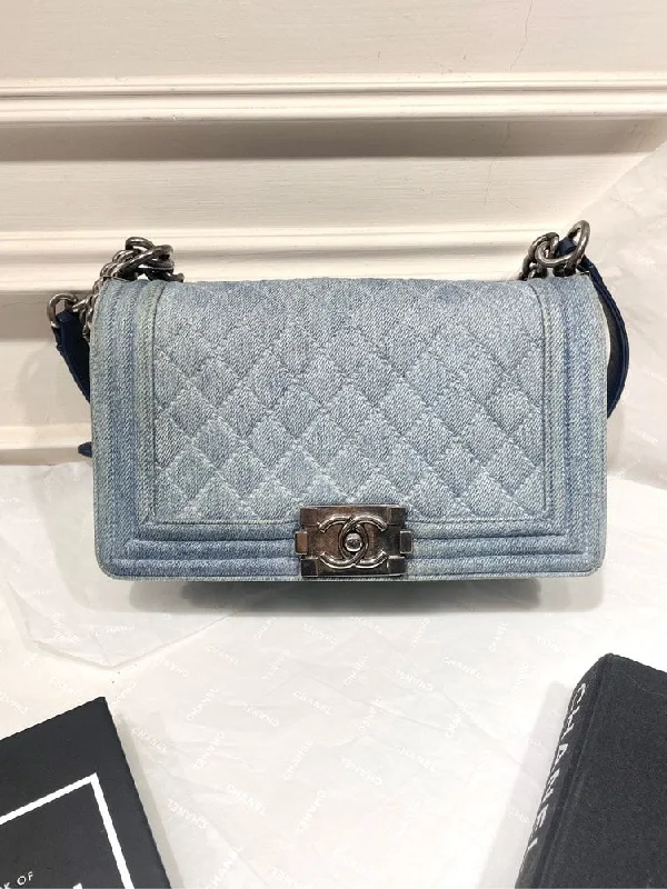 Chanel Denim Silver Lock Leboy Flap Bag Medium