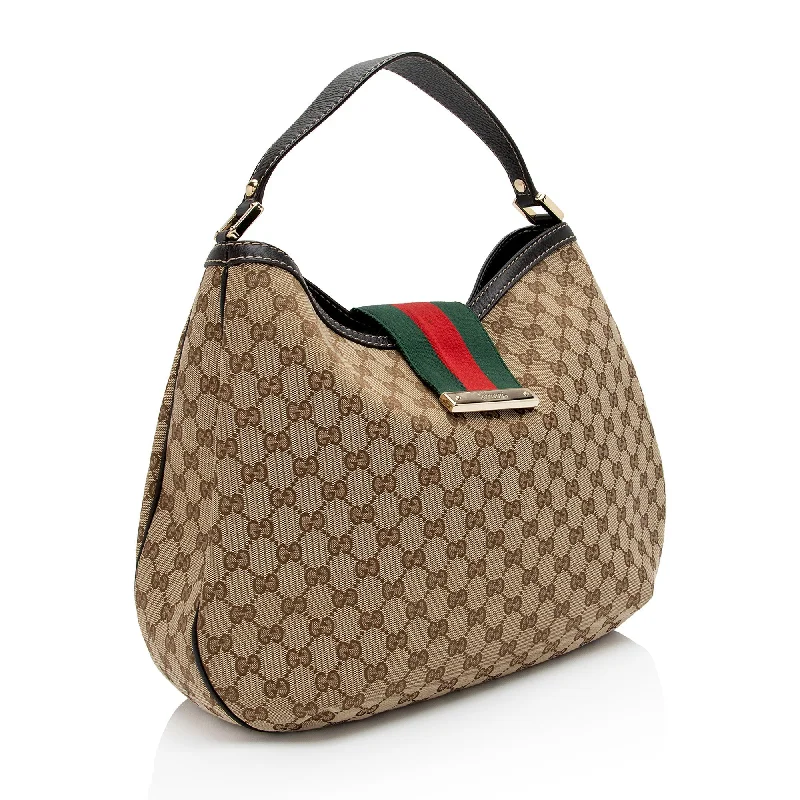 Gucci Marmont bags for women with a contrast - colored interiorGucci GG Canvas New Ladies Web Large Hobo (AhPj8g)