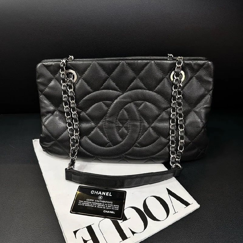 Chanel Black Lychee Leather Chain Bag 32cm