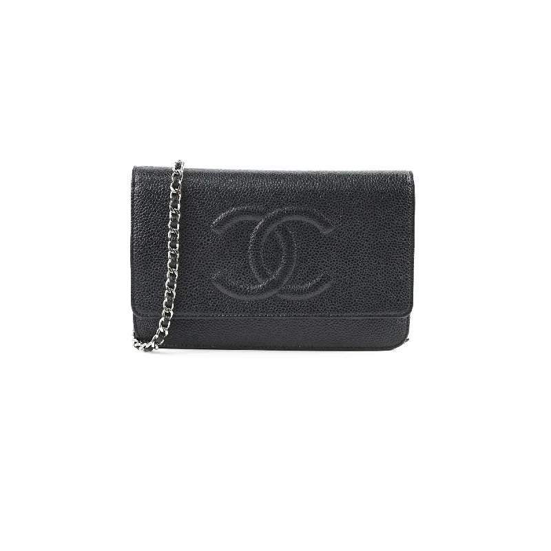 Chanel CC Logo Wallet on Chain WOC Black