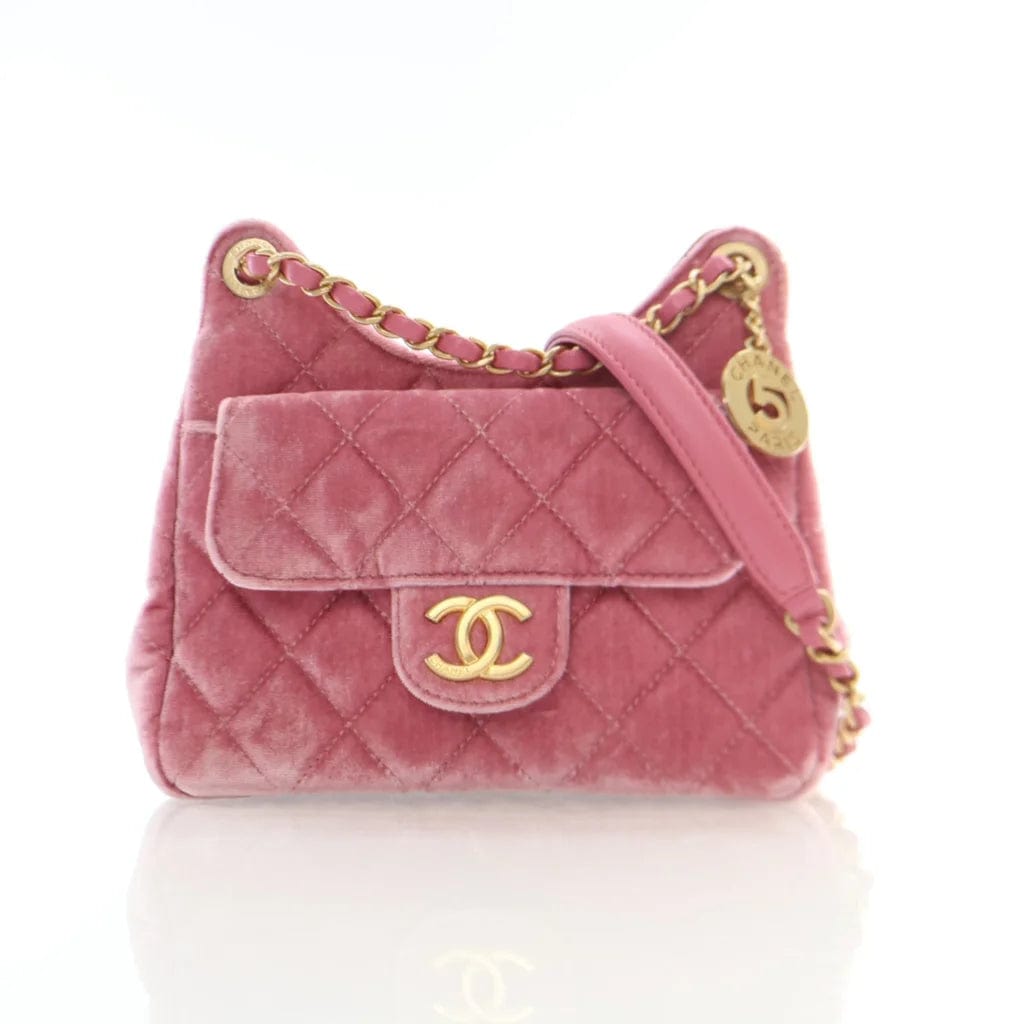 Chanel Wave CC Hobo Small Pink Velvet L-1XRLRQ