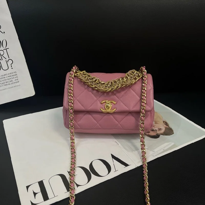 Chanel Pink Purple Diamond Studded 24C Bag 19cm