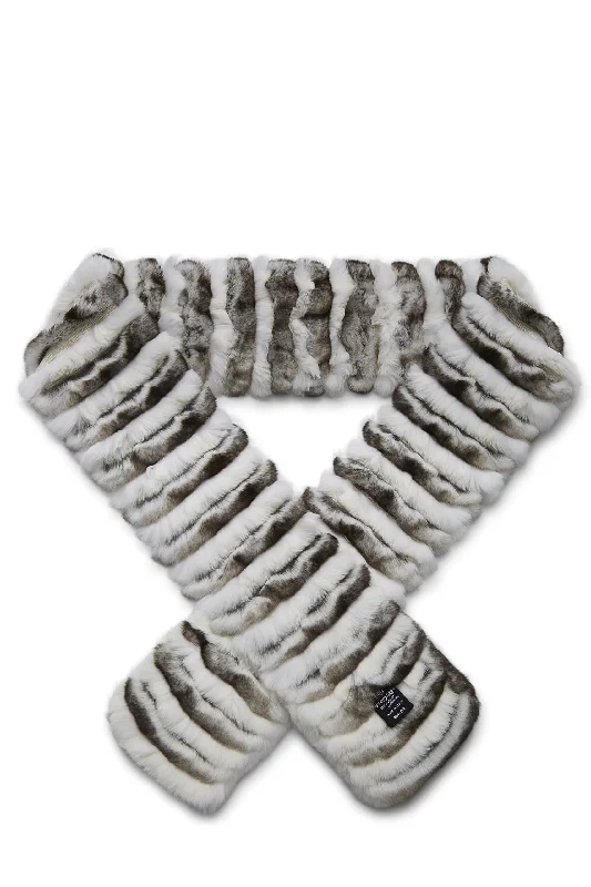 Chanel,  White & Black 'CC' Fur Muffler, White