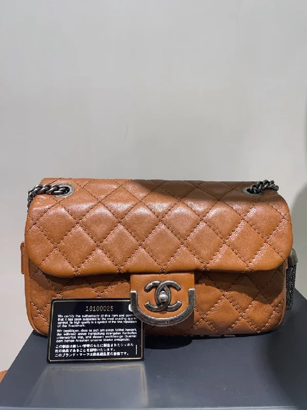 Chanel Classic Flap Brown Leather Quilted Bag Limited Edition Small