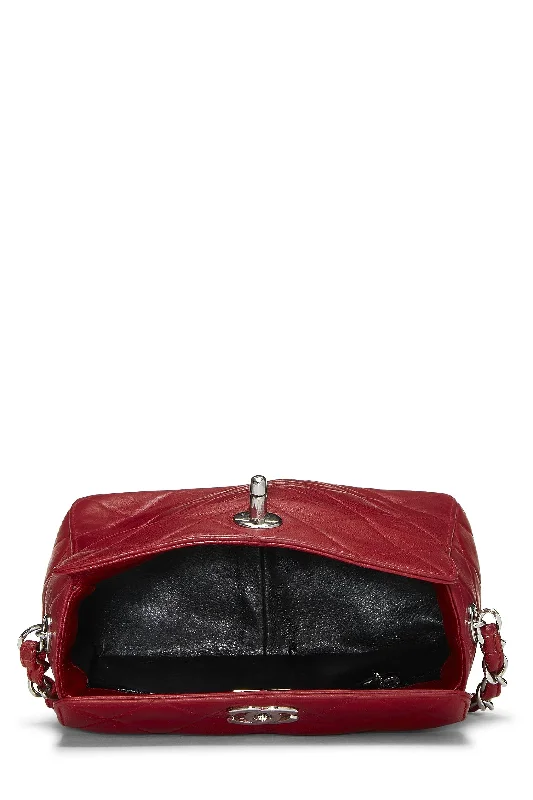 Chanel,  Red Quilted Lambskin Handbag Mini, Red