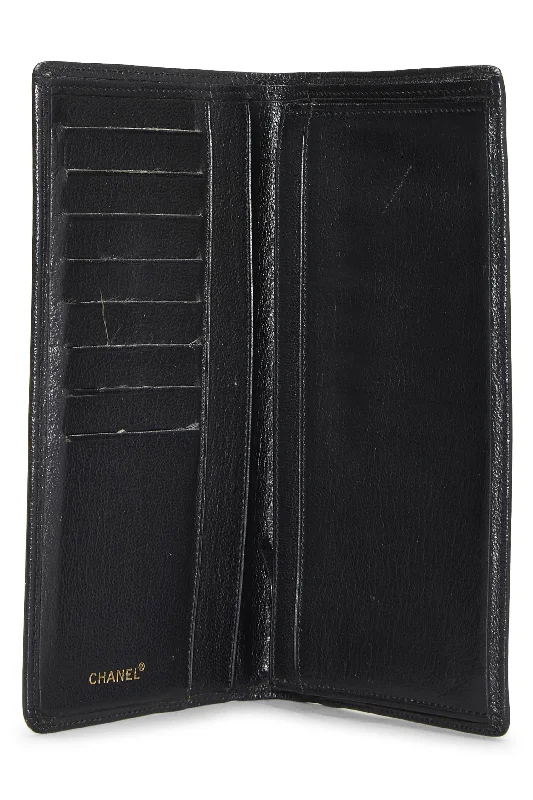 Chanel,  Black Lambskin Long Wallet, Black