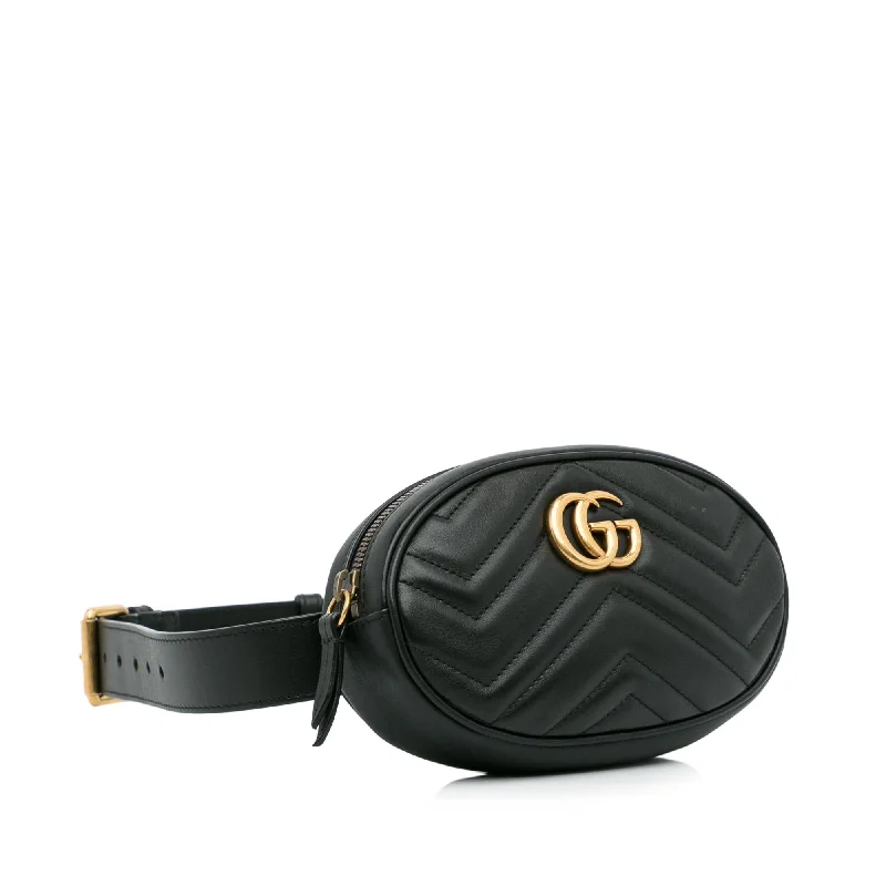 Women Gucci bags with a front - flap pocket for quick - access itemsGucci GG Marmont Matelasse Belt Bag (zarcVL)