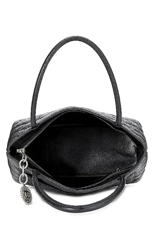 Chanel,  Black Quilted Caviar Medallion Tote, Black