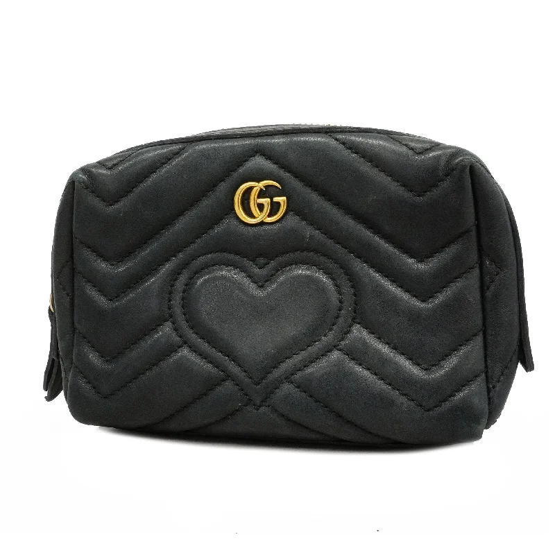 Gucci tote bags for women with a water - resistant coatingGucci GG Marmont 476165 Women's Leather Pouch Black