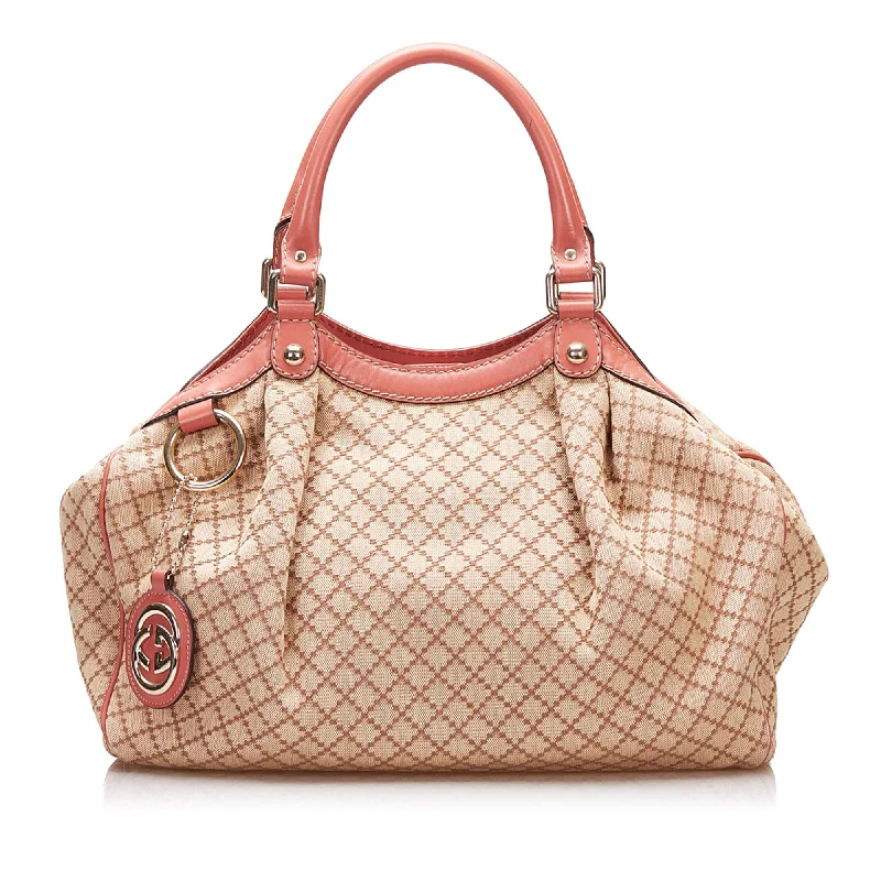 Gucci Marmont bags for women with a contrast - colored interiorGucci Diamante Sukey Canvas Tote Bag