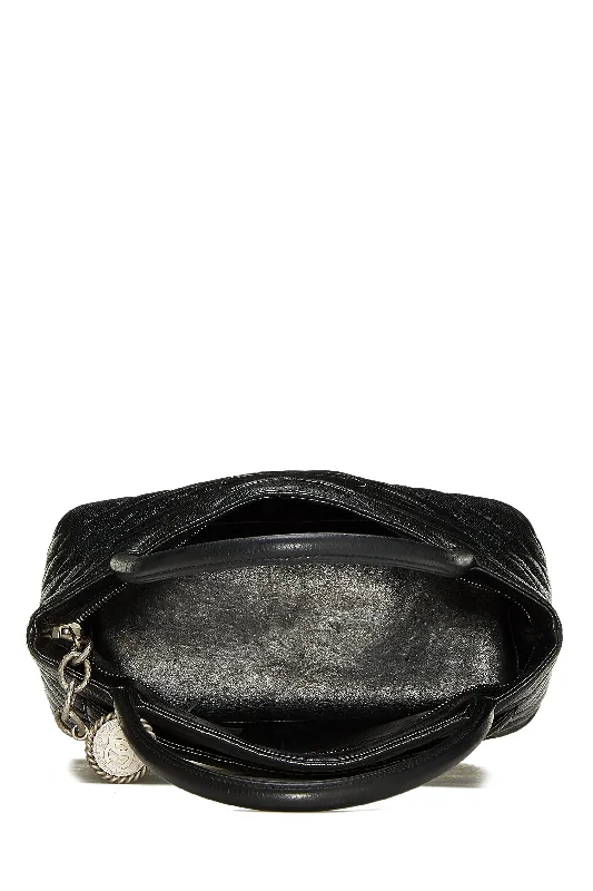 Chanel,  Black Quilted Caviar Medallion Tote, Black