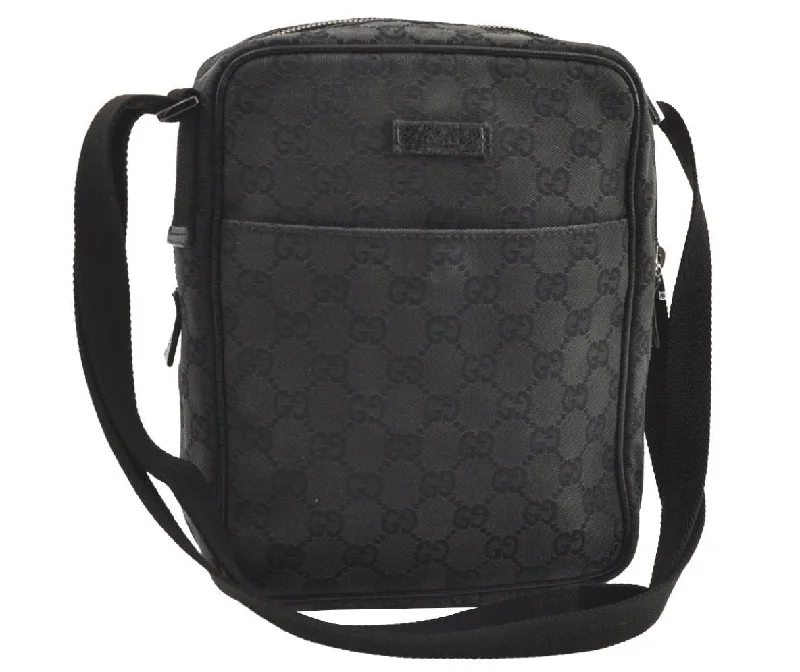 Women Gucci crossbody bags with a keychain holderAuthentic GUCCI Shoulder Cross Body Bag GG Canvas Leather 122759 Black 9639I