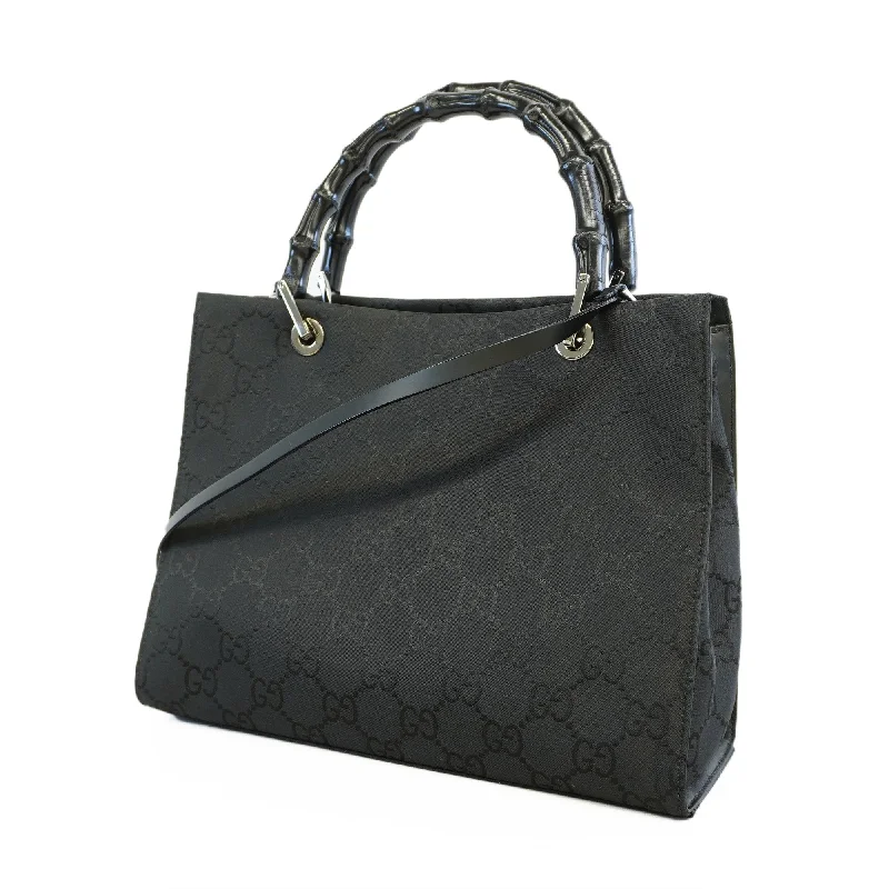 Medium - sized Women Gucci handbags for everyday useGucci Bamboo 2WAY Bag 002 1016 Women's Nylon Black