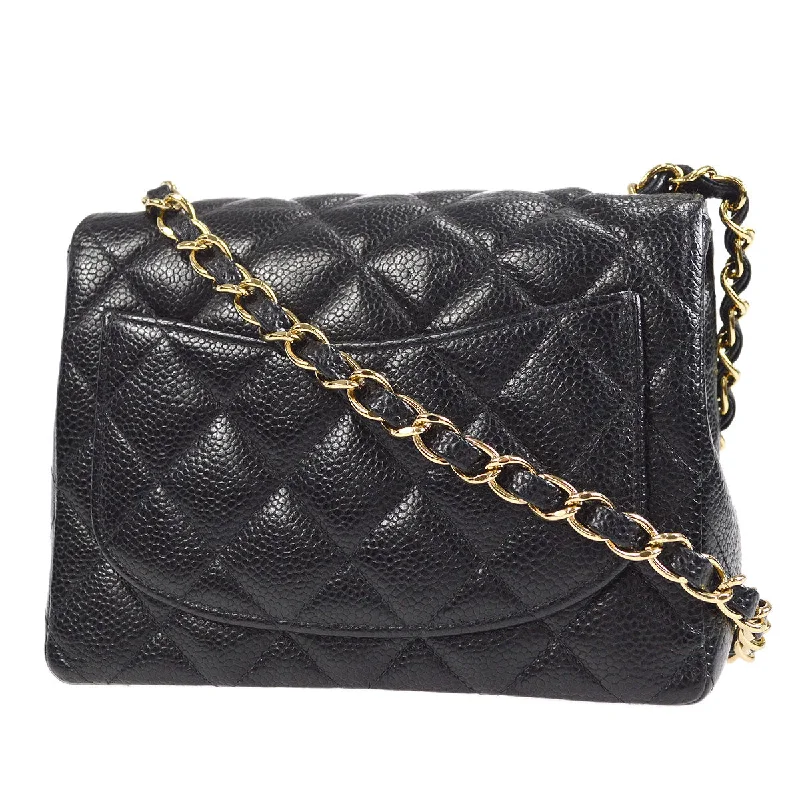 CHANEL 2003-2004 Classic Square Flap Mini 17 Black Caviar 27083