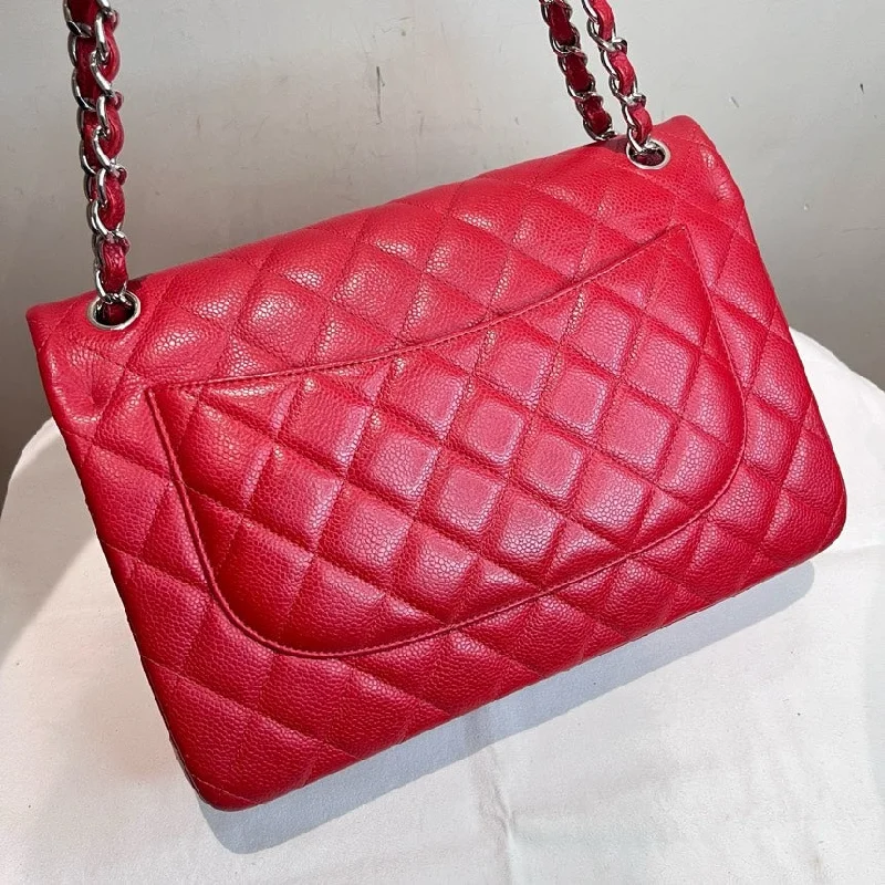 Chanel Red Caviar Leather Jumbo Bag