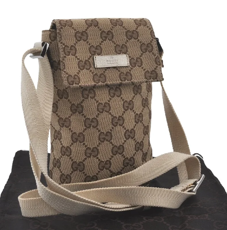 Women Gucci Sylvie bags with a leather - wrapped handleAuthentic GUCCI Shoulder Cross Body Bag GG Canvas Leather 145865 Brown 8231I