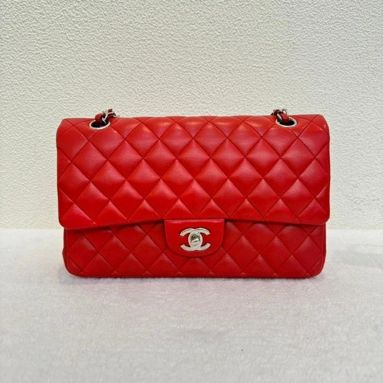 Chanel CF Red Quilted Leather Flap Bag Medium