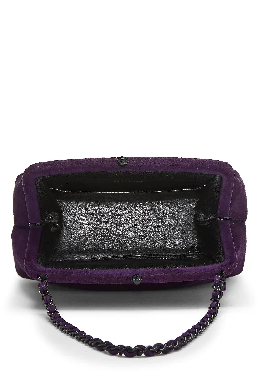 Chanel,  Purple Suede Kiss Lock Mini Bag, Purple