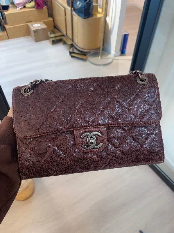 Chanel Quilted Brown Leather Flap Bag Medium