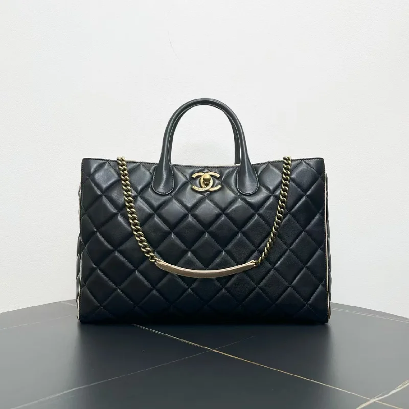 Chanel Black Quilted Leather Chain Tote Bag Medium 2012-2013