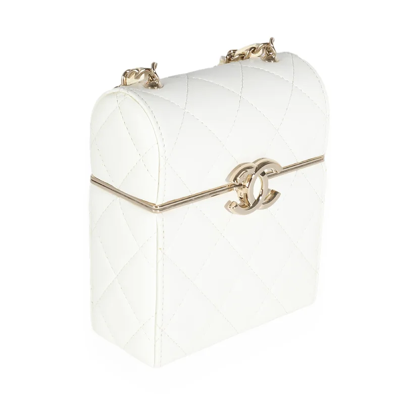 CHANEL 22P White Quilted Lambskin Mini Box Clutch