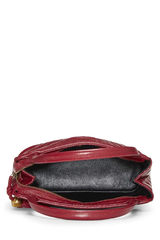 Chanel,  Red Quilted Caviar Handbag, Burgundy