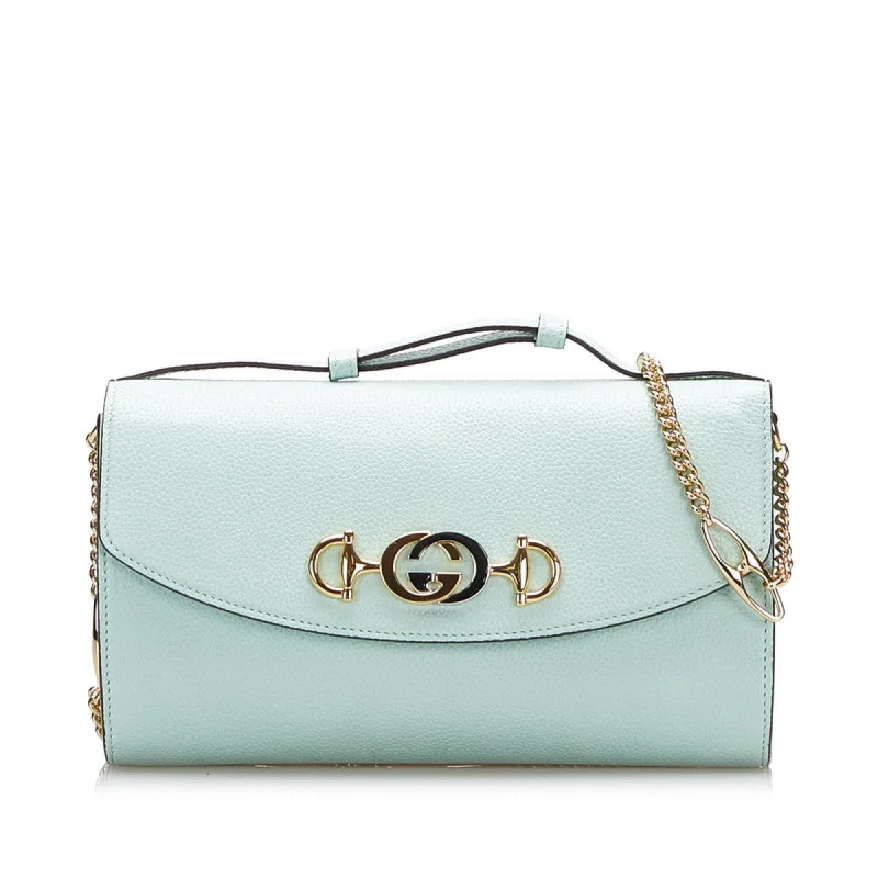 Gucci backpacks for women with a multi - pocket designGucci Zumi Chain Shoulder Bag Handbag 572375 Mint Green Leather Ladies Gucci