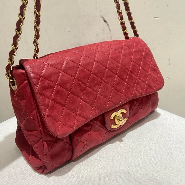 Chanel Red Leather Quilted Crossbody Bag