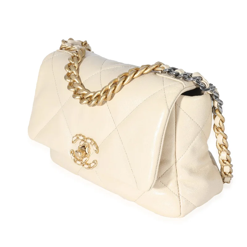 Chanel 21P Beige Goatskin Medium Chanel 19 Flap Bag