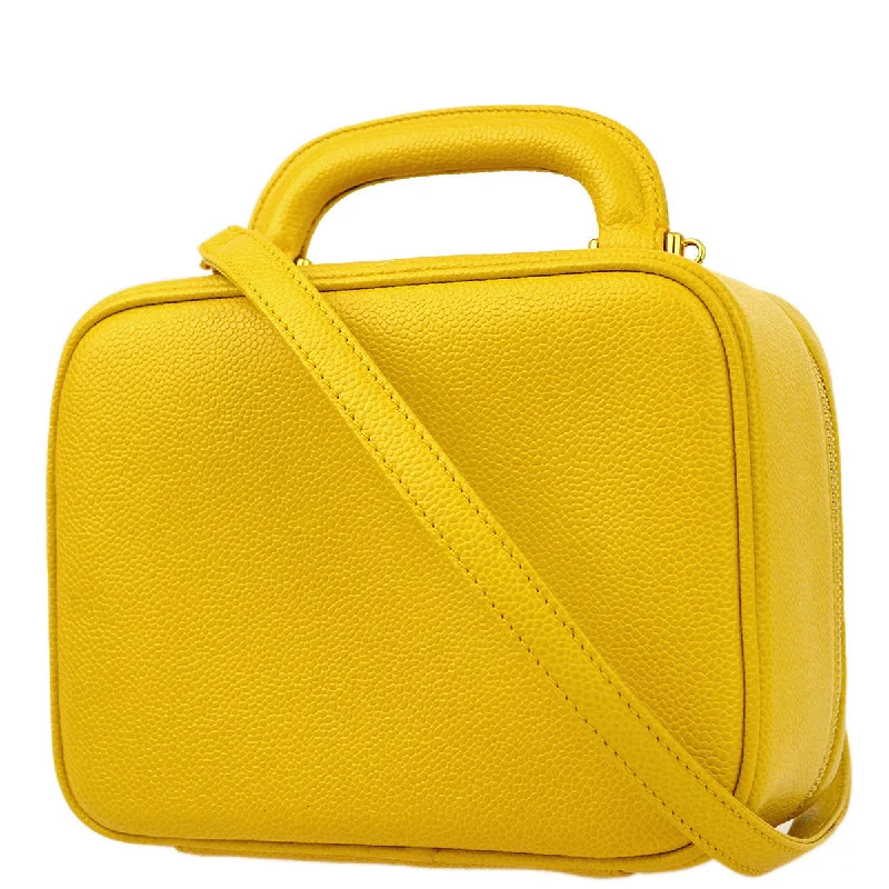 Chanel * Yellow Caviar Timeless Lunch Box Vanity 2way Handbag