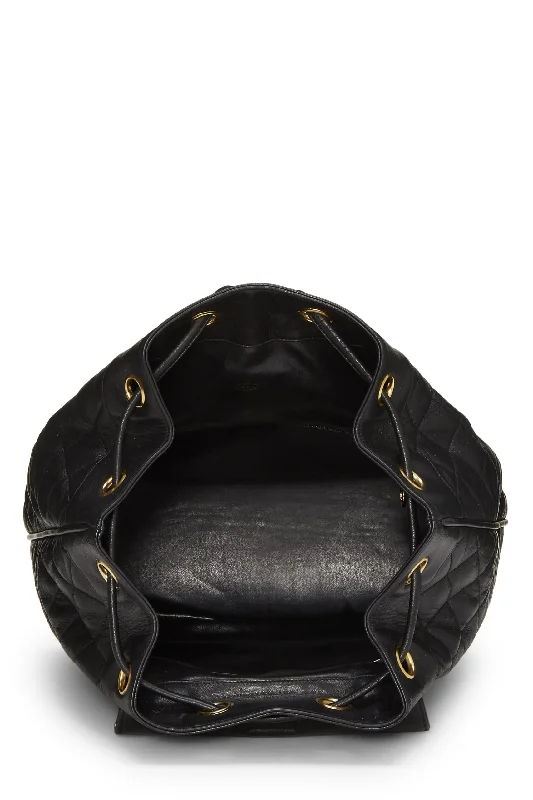 Chanel,  Black Quilted Lambskin Backpack Large, Black