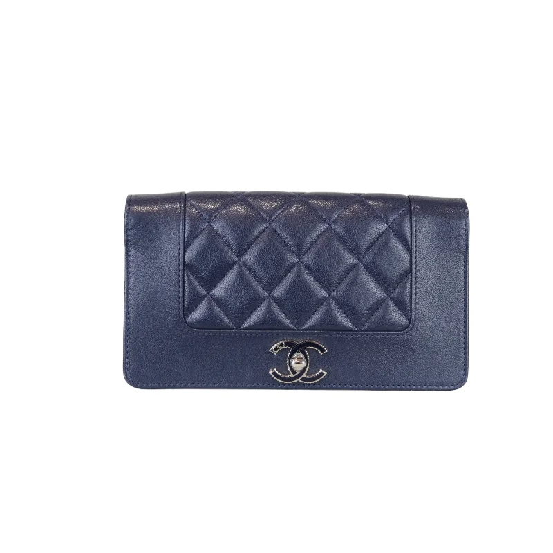 Mademoiselle Quilted Wallet Blue GHW