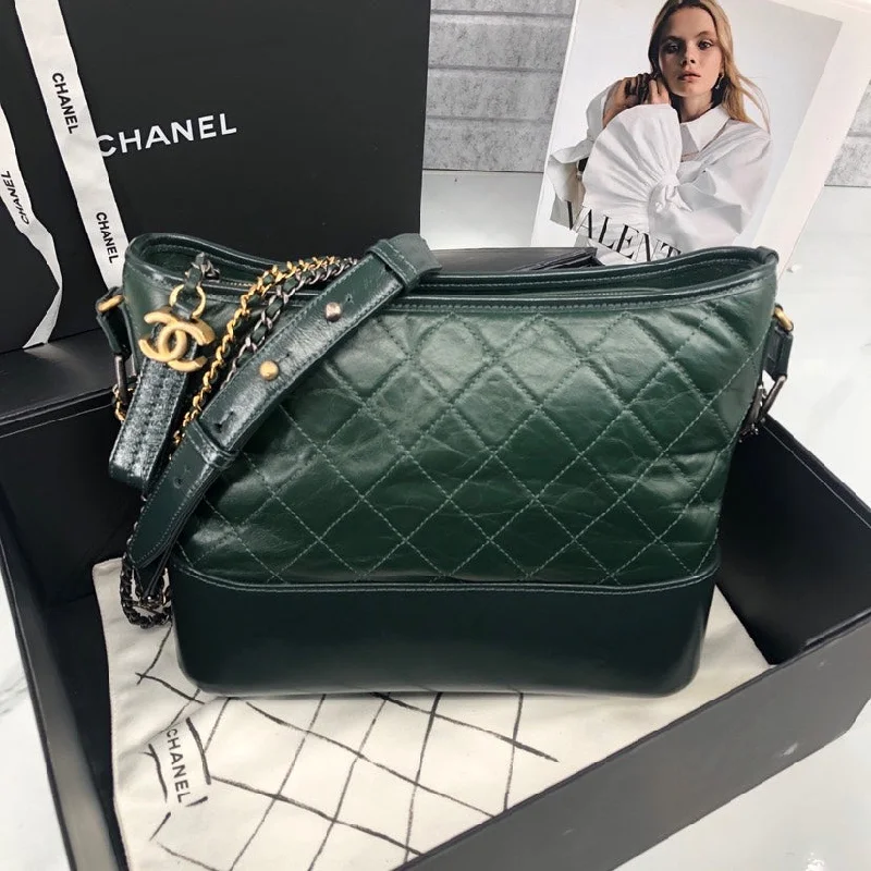 Chanel Green Leather Quilted Shoulder Bag