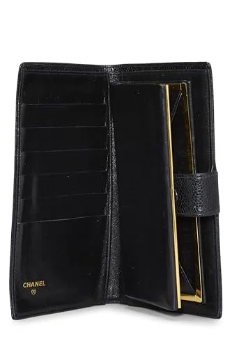 Chanel,  Black Caviar Timeless 'CC' Long Wallet, Black