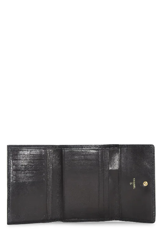 Chanel,  Black Caviar Timeless 'CC' Flap Wallet, Black