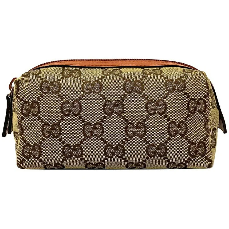 Gucci backpacks for women with a padded laptop compartmentGucci Pouch Beige Orange GG Canvas 29596 Leather GUCCI Ladies