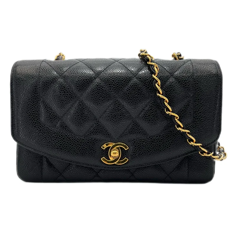 CHANEL VINTAGE DIANA SMALL CHAIN SHOULDER BAG BLACK CAVIAR SKIN 90213844