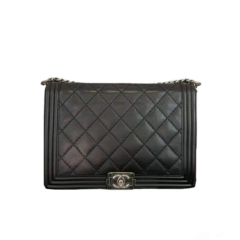 Large Boy Quilted Calfskin Black RHW