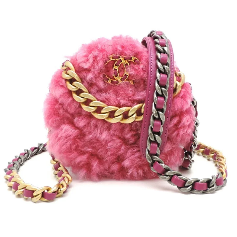 Chanel 19 Round Chain Women's Shoulder Bag AP0945 Mouton Pink