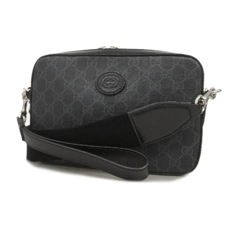 Ladies Gucci handbags with a detachable coin purse insideGucci Shoulder Bag 703468 Women's GGSupreme Black