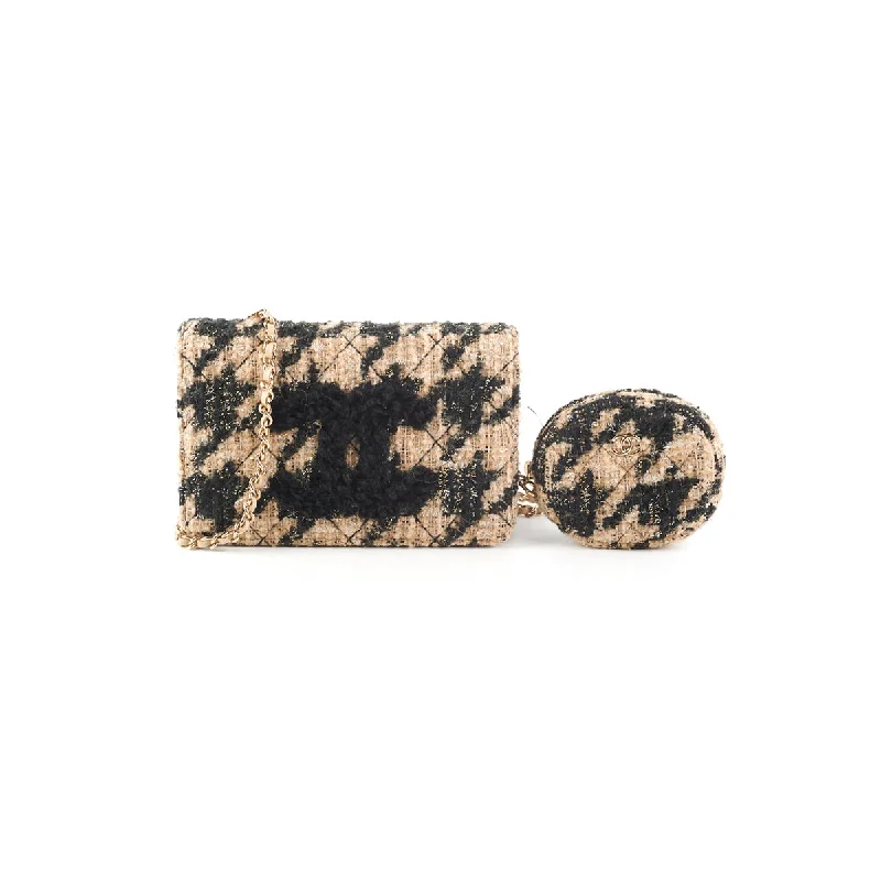 Chanel Tweed Wallet On Chain WOC with Detachable Pouch