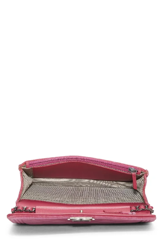 Chanel,  Pink Quilted Velvet Boy Wallet on Chain (WOC), Pink