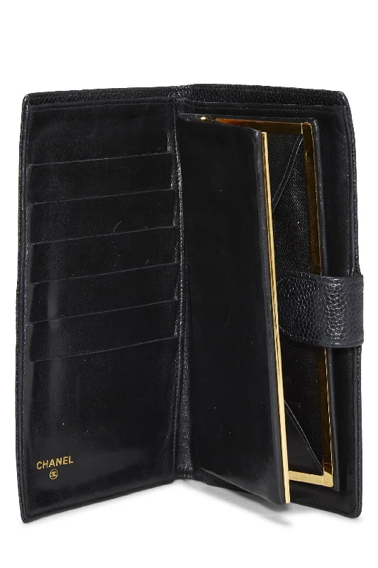 Chanel,  Black Caviar Timeless 'CC' Long Wallet, Black