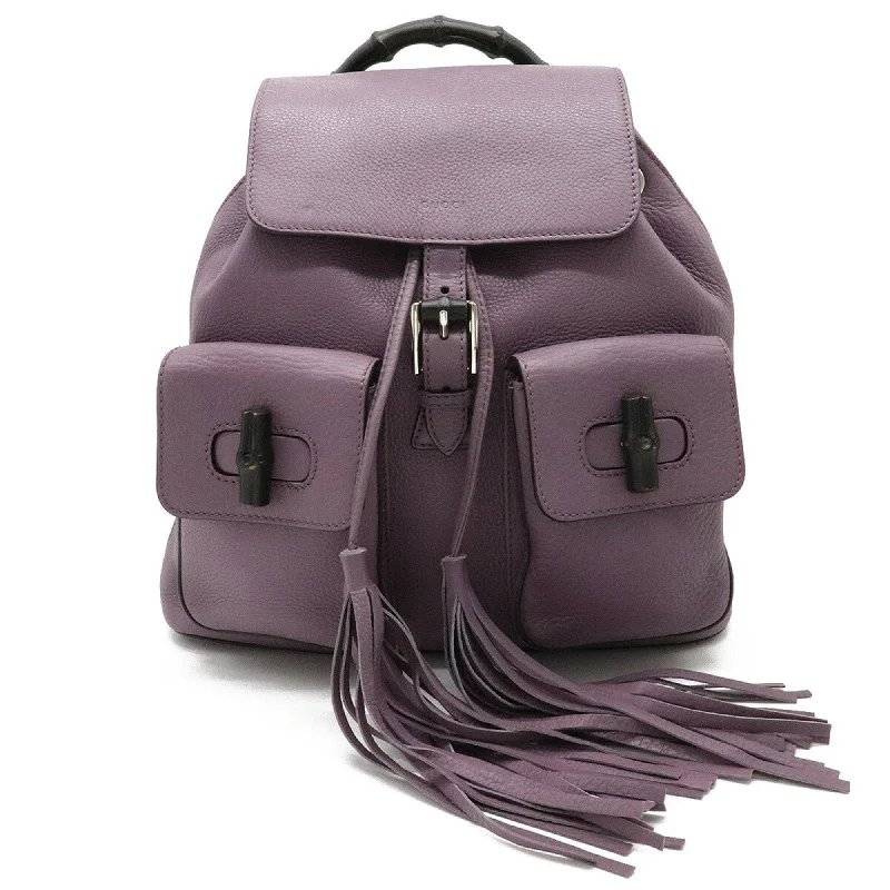 Gucci tote bags for women with a spacious interiorGucci bamboo rucksack backpack shoulder bag tassel leather dusty purple 370833