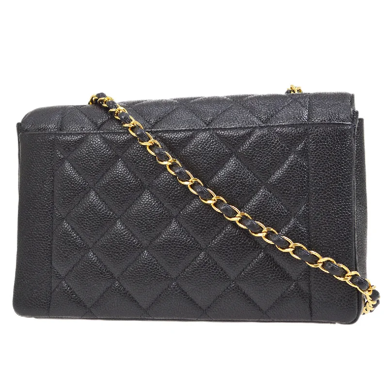 CHANEL 1997-1999 Tall Diana Flap Medium Black Caviar 15675