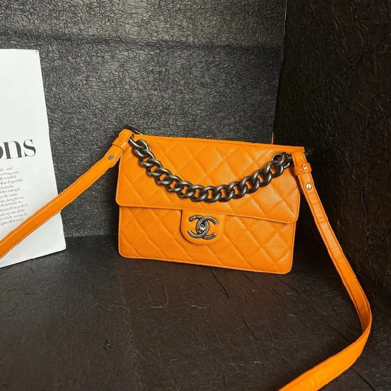 Chanel Bombay Pumpkin Leather Postman Bag 24cm