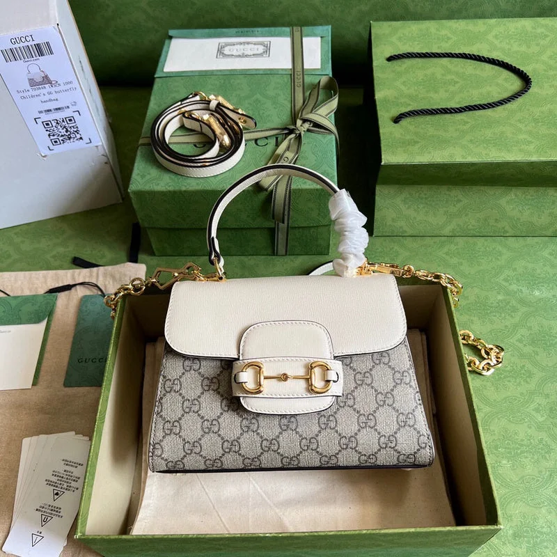 Women Gucci bags with a chain - link trim and a leather bodyBC - GUCCI BAGS - 1145