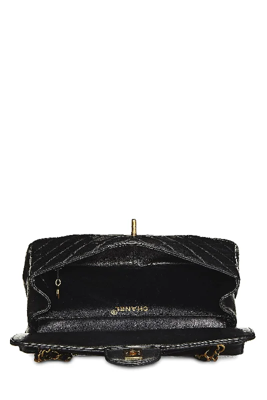 Chanel,  Black Quilted Lambskin Double Sided Classic Flap Medium, Black