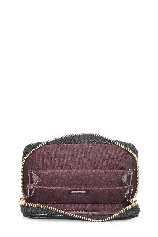 Chanel,  Black Caviar 'CC' Zip Around Coin Purse, Black