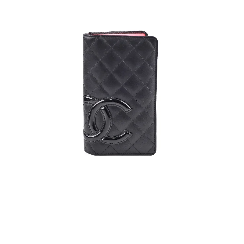 Chanel Cambon Long Flap Wallet Calfskin Black/Pink